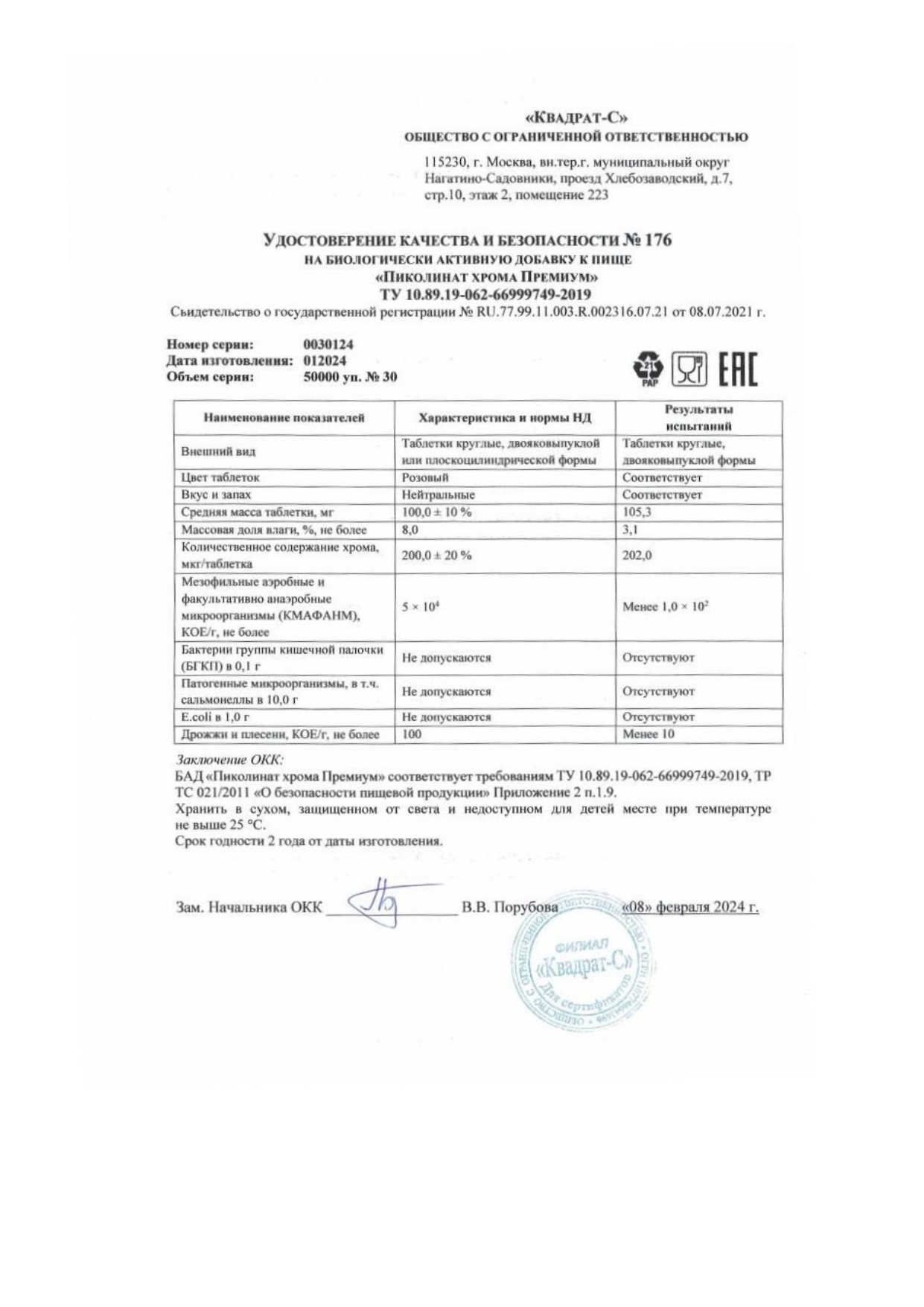 Паспорт №012024